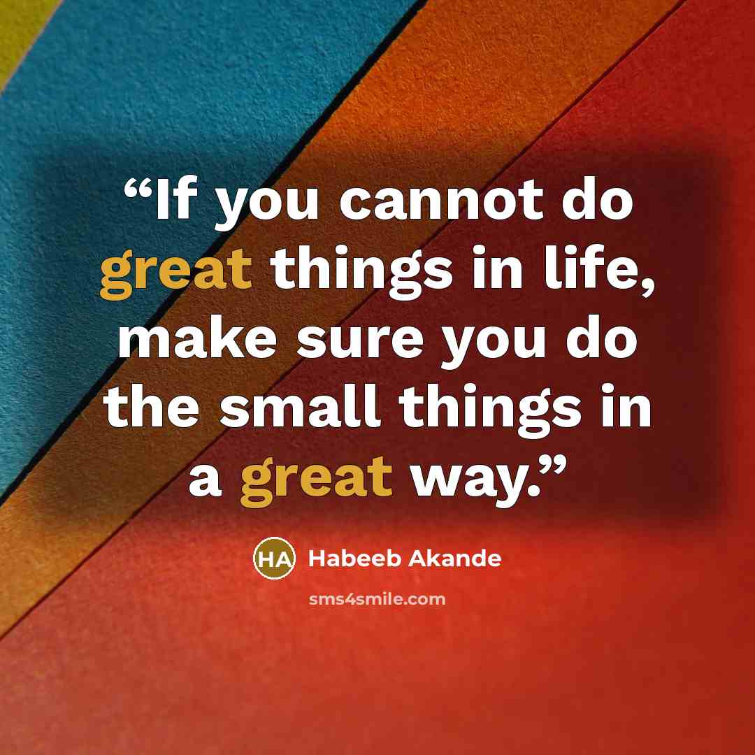 “If you cannot do great things in life, make sure you do the small things in a great way.” quote by Habeeb Akande