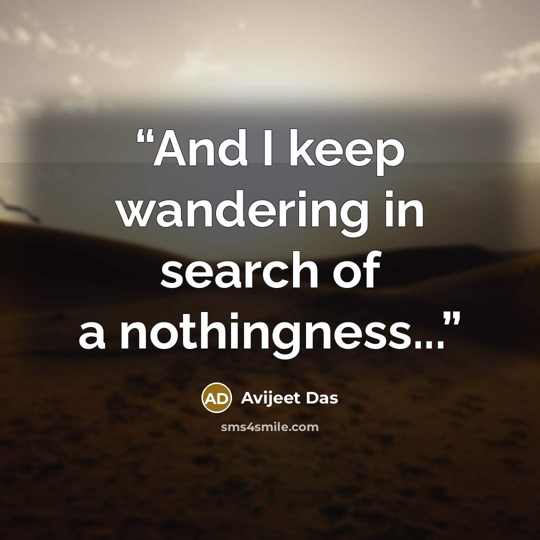 “And I keep wandering in search of a nothingness...” quote by Avijeet Das