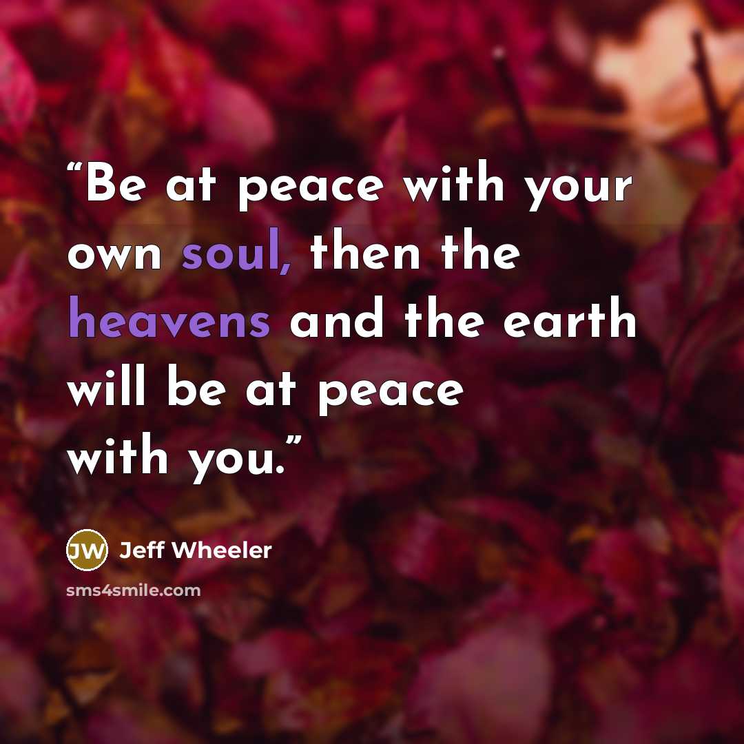 “Be at peace with your own soul, then the heavens and the earth will be at peace with you.” quote by Jeff Wheeler