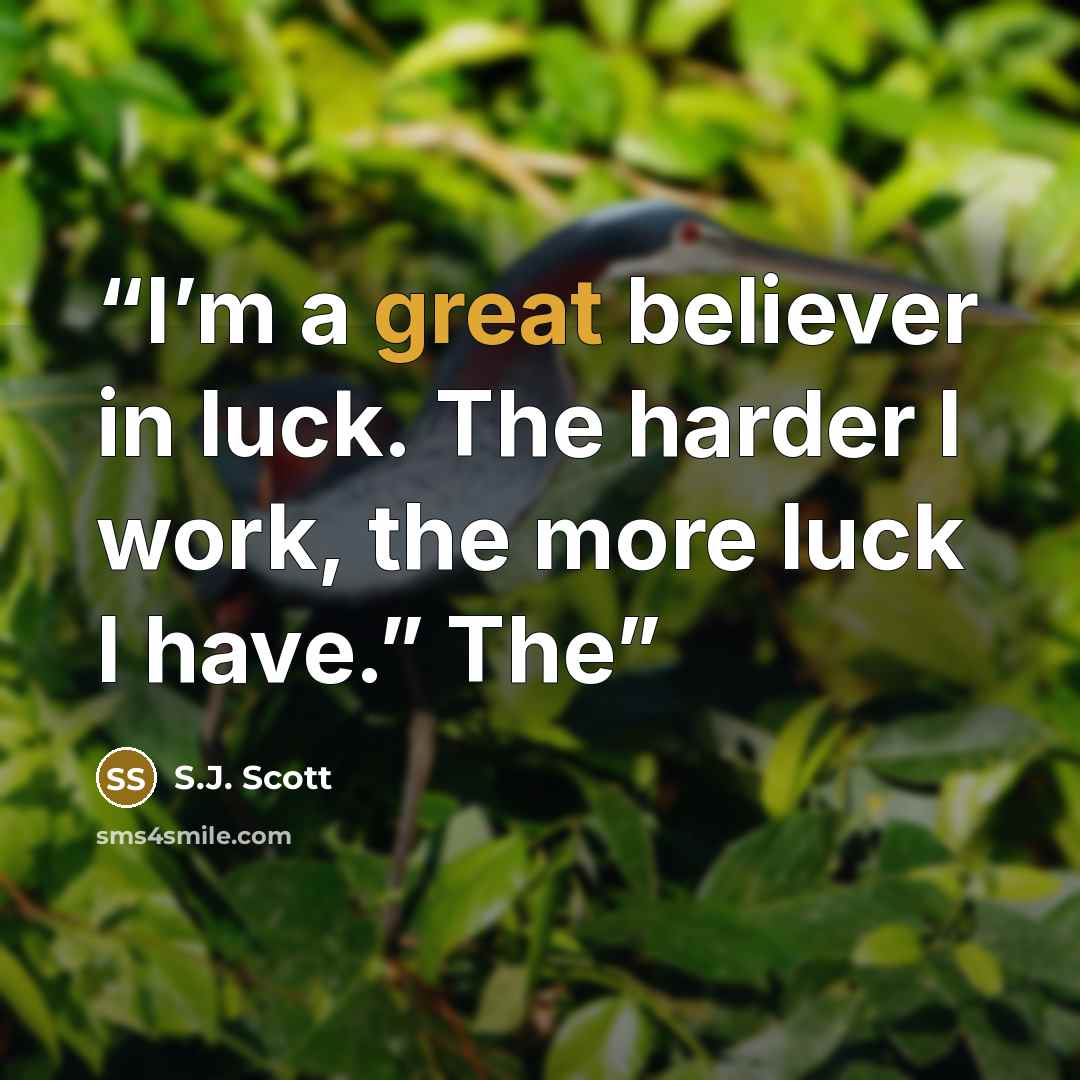 “I’m a great believer in luck. The harder I work, the more luck I have.” The” quote by S.J. Scott