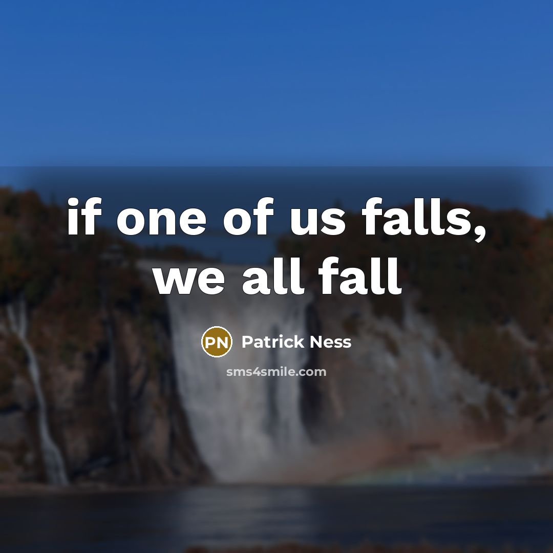 “if one of us falls, we all fall” quote by Patrick Ness