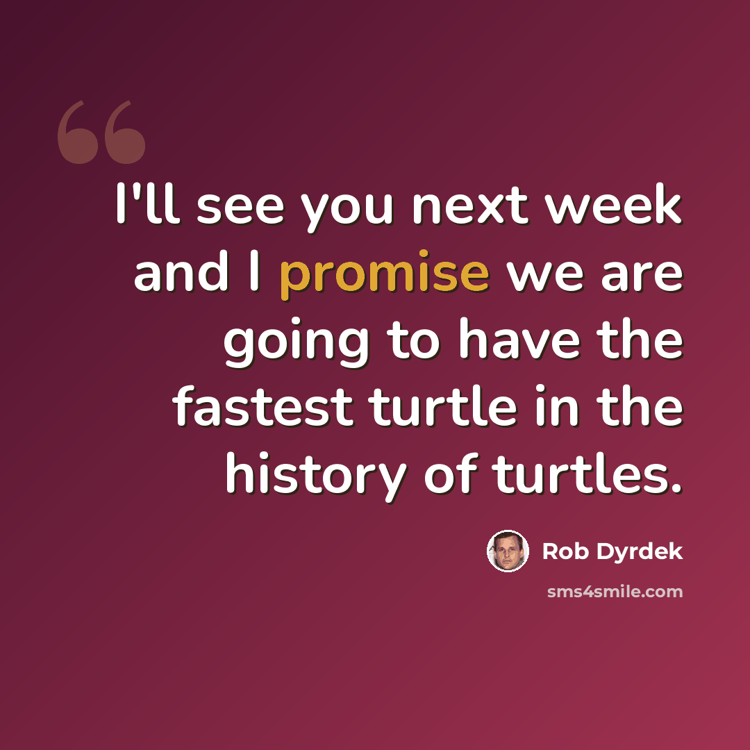 “I'll see you next week and I promise we are going to have the fastest turtle in the history of turtles.” quote by Rob Dyrdek