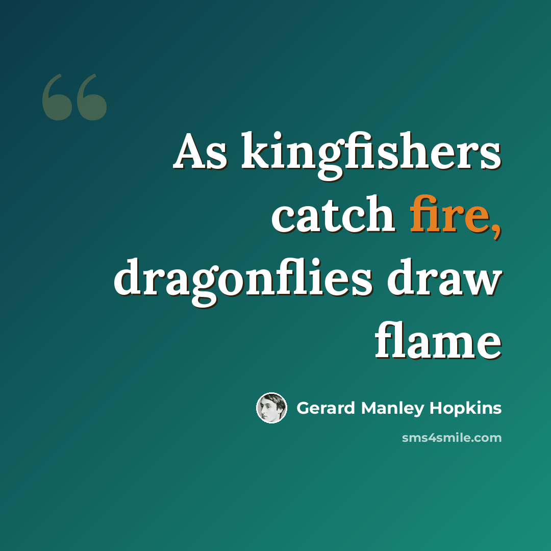 “As kingfishers catch fire, dragonflies draw flame” quote by Gerard Manley Hopkins