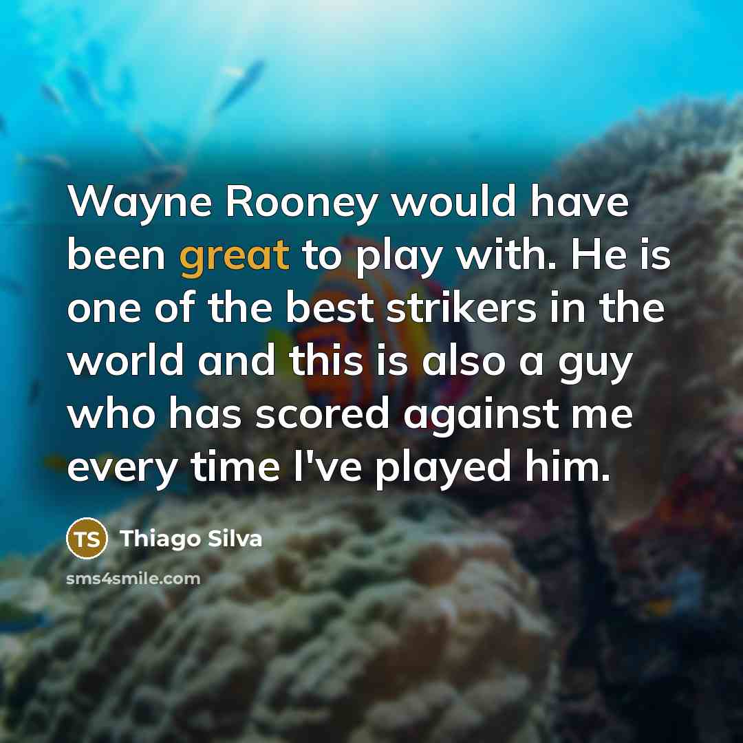“Wayne Rooney would have been great to play with. He is one of the best strikers in the world and this is also a guy who has scored against me every time I've played him.” quote by Thiago Silva