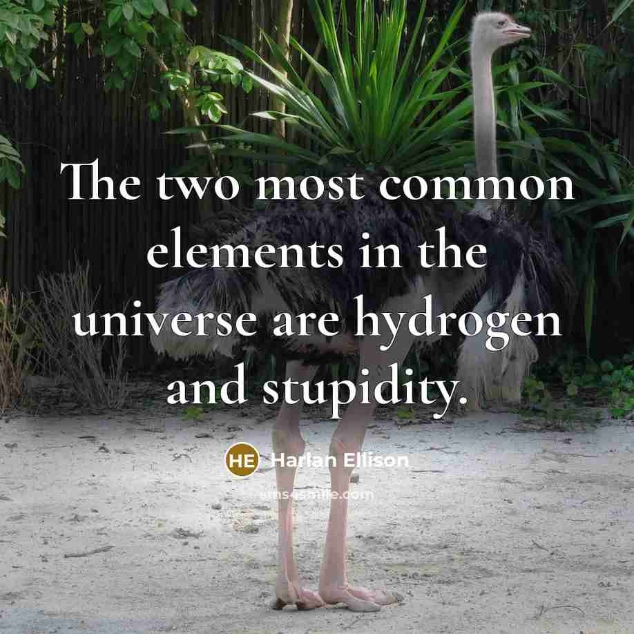 “The two most common elements in the universe are hydrogen and stupidity.” quote by Harlan Ellison