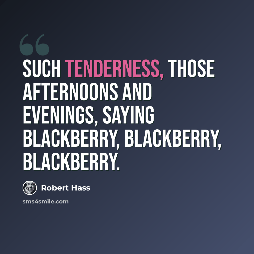 “Such tenderness, those afternoons and evenings, saying blackberry, blackberry, blackberry.” quote by Robert Hass