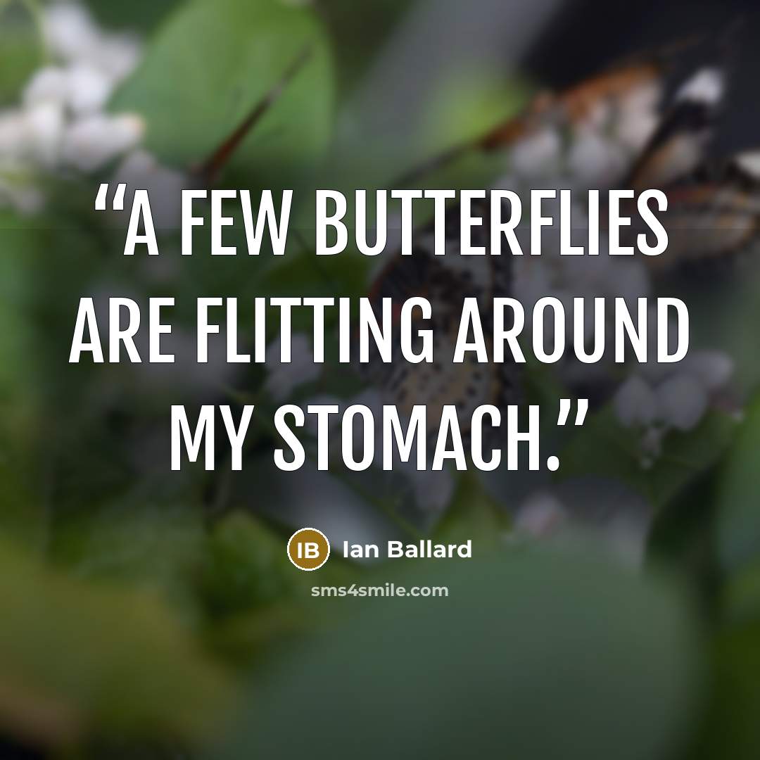 “A few butterflies are flitting around my stomach.” quote by Ian Ballard