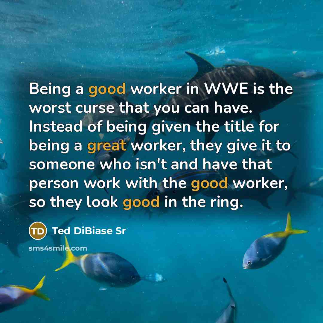 “Being a good worker in WWE is the worst curse that you can have. Instead of being given the title for being a great worker, they give it to someone who isn't and have that person work with the good worker, so they look good in the ring.” quote by Ted DiBiase Sr
