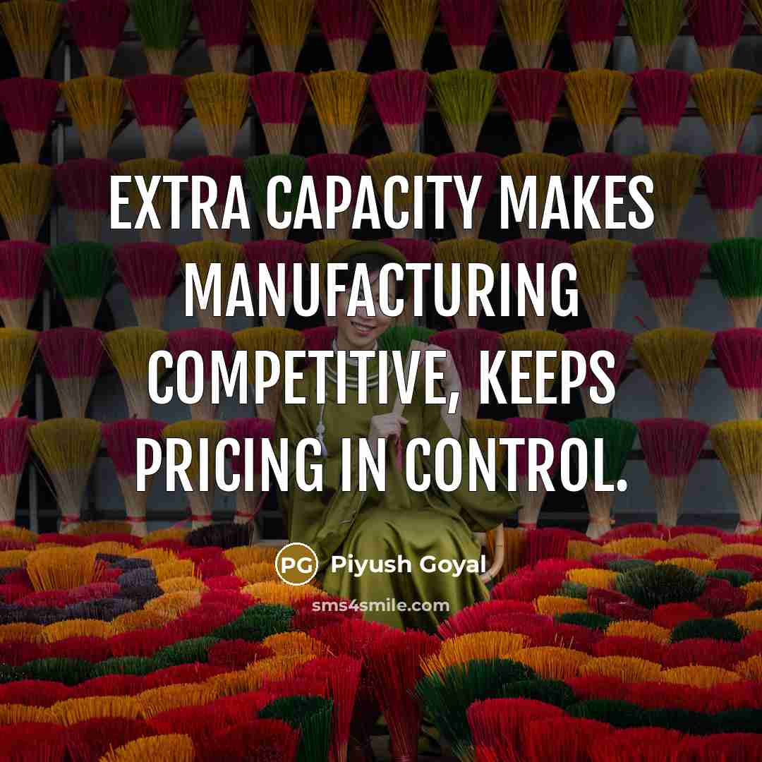 “Extra capacity makes manufacturing competitive, keeps pricing in control.” quote by Piyush Goyal