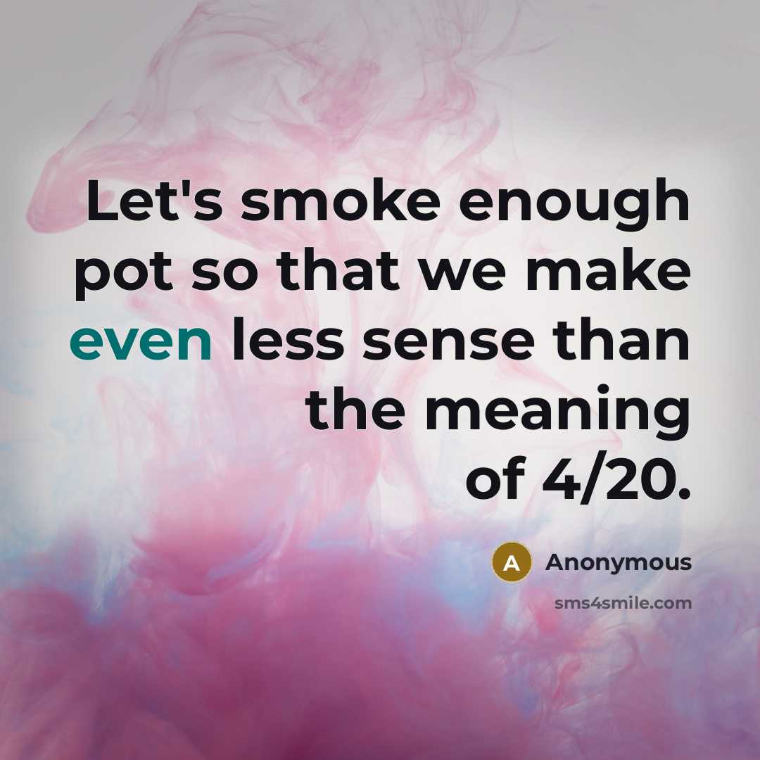 “Let's smoke enough pot so that we make even less sense than the meaning of 4/20.” quote by Anonymous