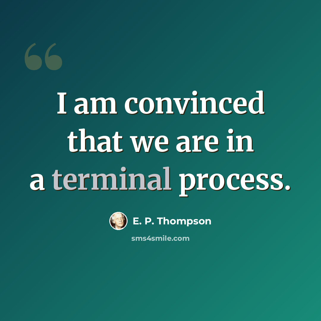 “I am convinced that we are in a terminal process.” quote by E. P. Thompson