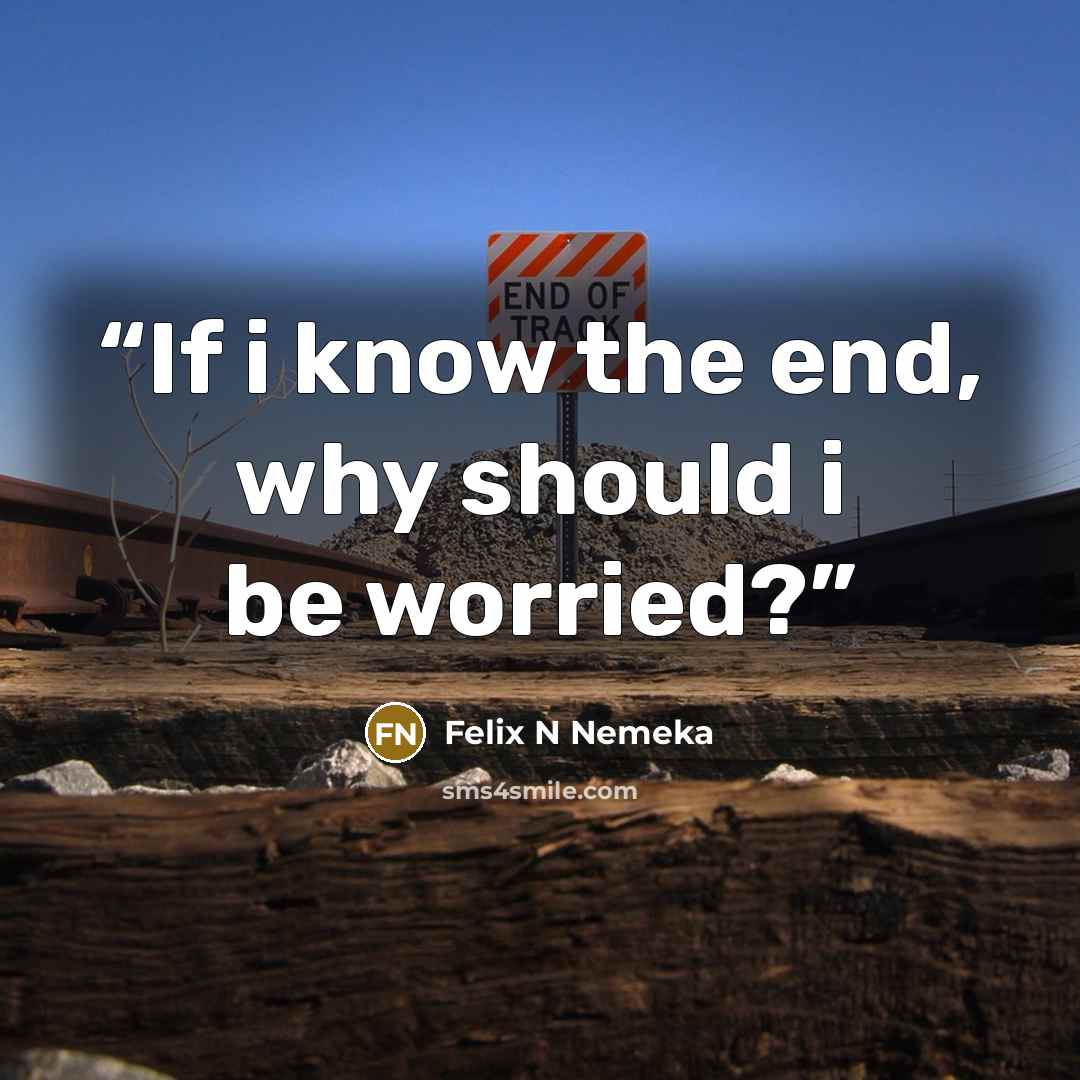 “If i know the end, why should i be worried?” quote by Felix N Nemeka