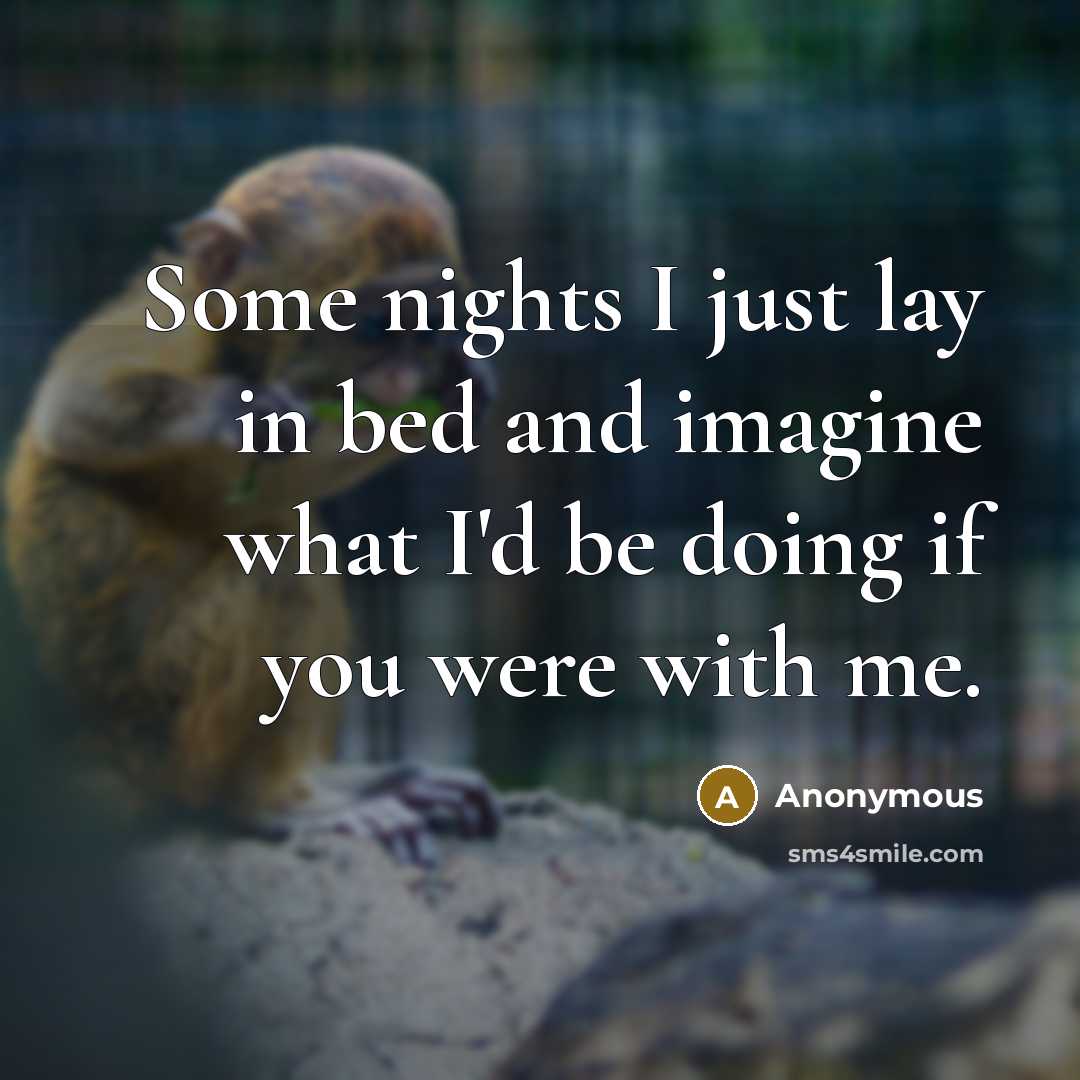 “Some nights I just lay in bed and imagine what I'd be doing if you were with me.” quote by Anonymous