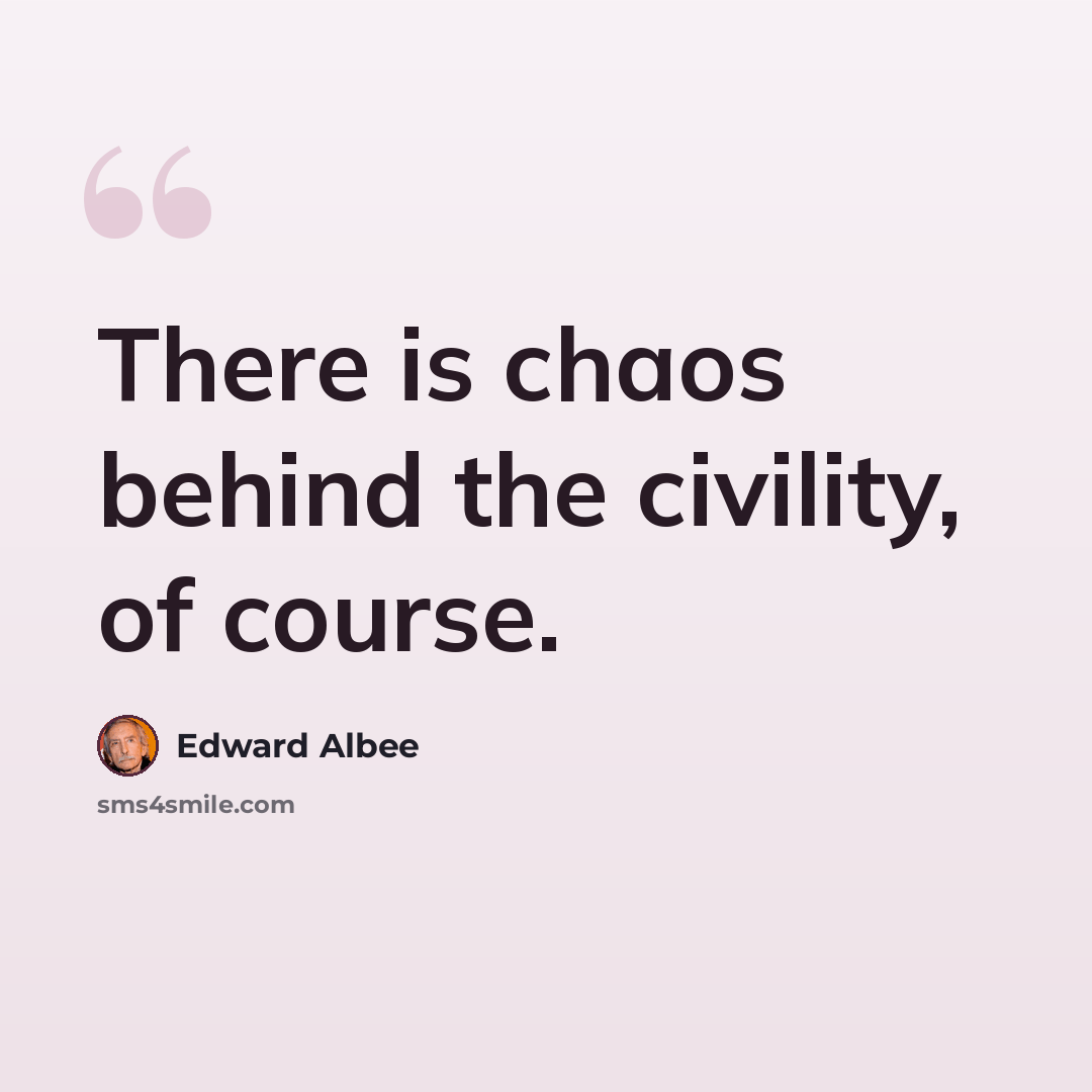 “There is chaos behind the civility, of course.” quote by Edward Albee