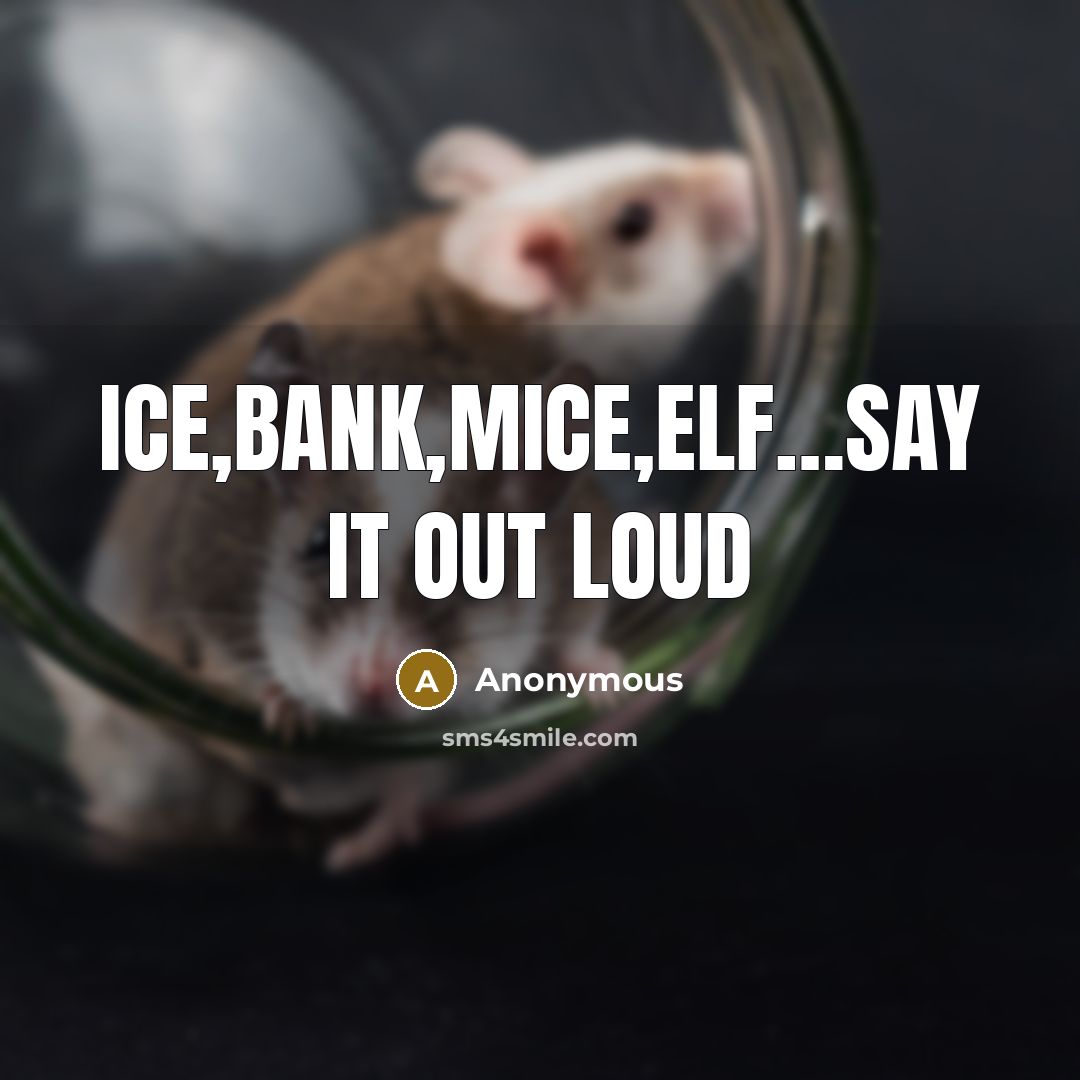 “Ice,bank,mice,elf…say it out loud” quote by Anonymous