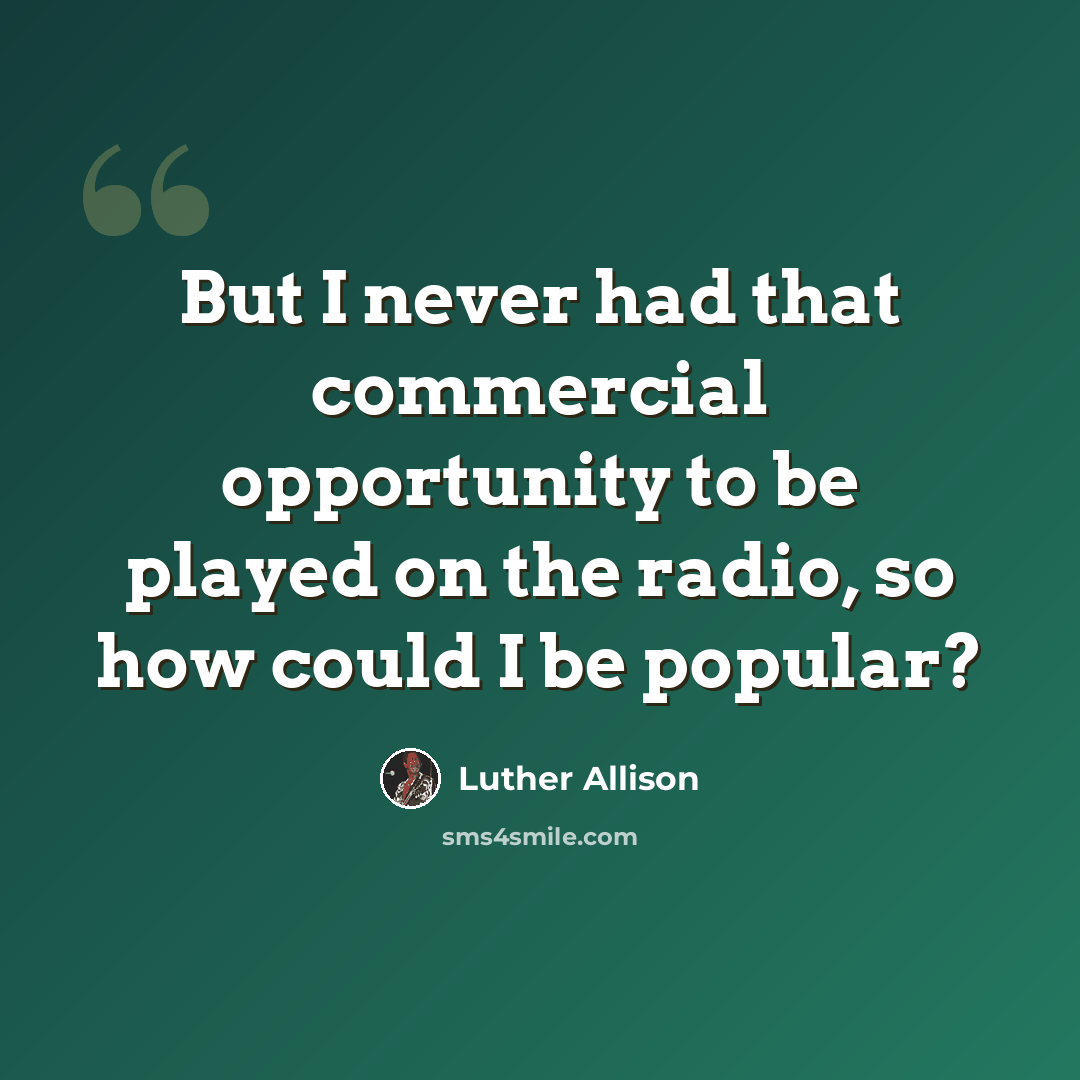 “But I never had that commercial opportunity to be played on the radio, so how could I be popular?” quote by Luther Allison