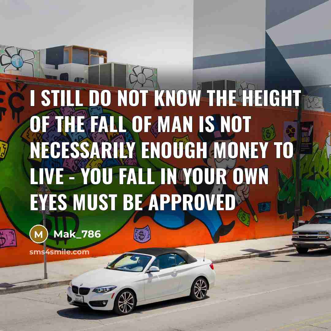 “I still do not know the height of the fall of man is not necessarily enough money to live - you fall in your own eyes must be approved” quote by Mak_786