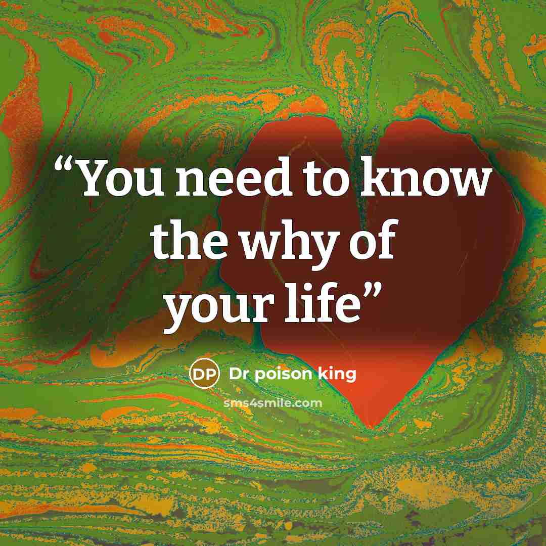 “You need to know the why of your life” quote by Dr poison king