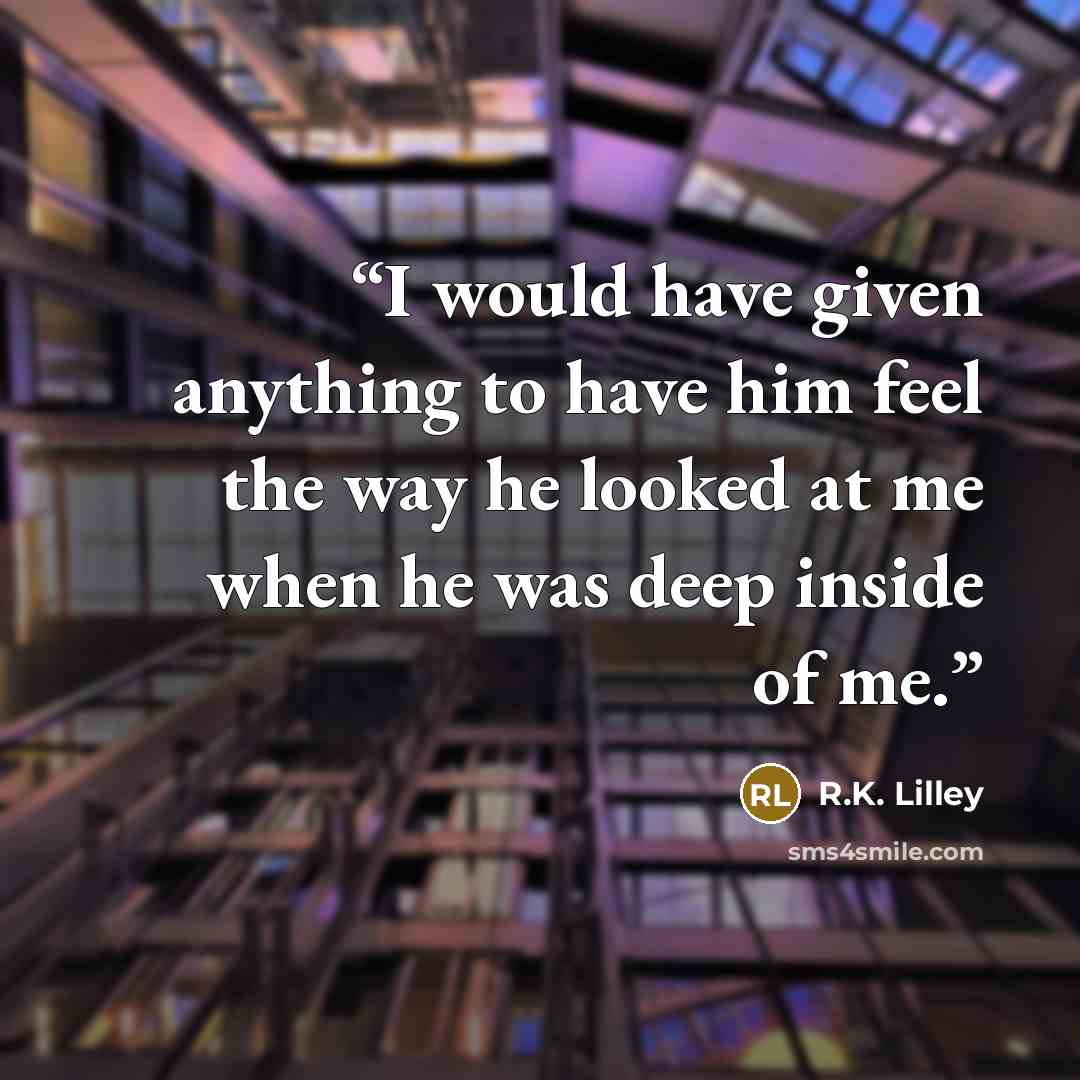 “I would have given anything to have him feel the way he looked at me when he was deep inside of me.” quote by R.K. Lilley