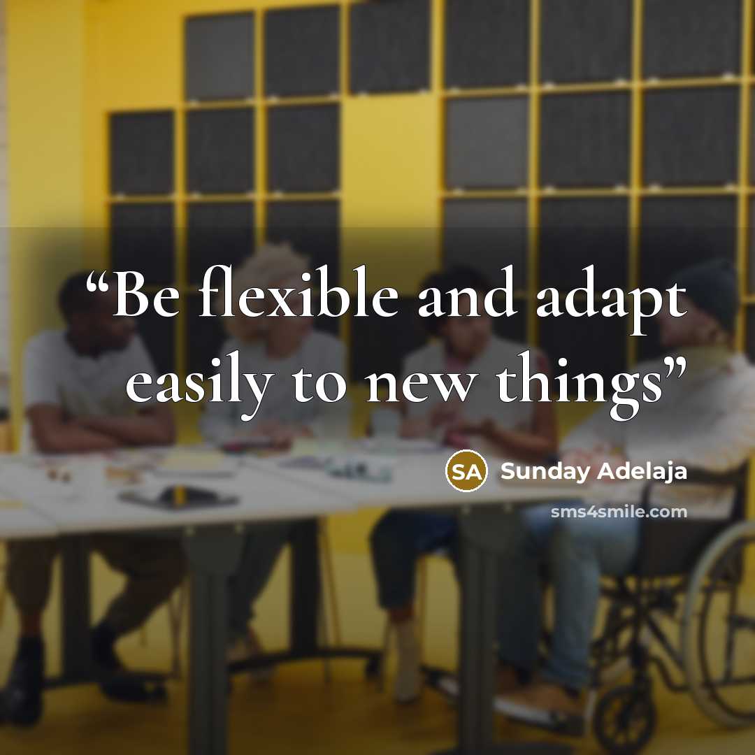 “Be flexible and adapt easily to new things” quote by Sunday Adelaja