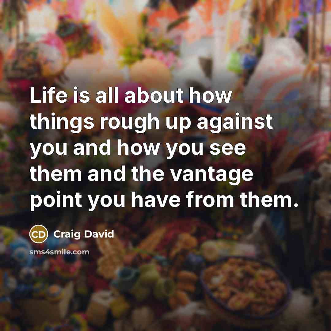 “Life is all about how things rough up against you and how you see them and the vantage point you have from them.” quote by Craig David