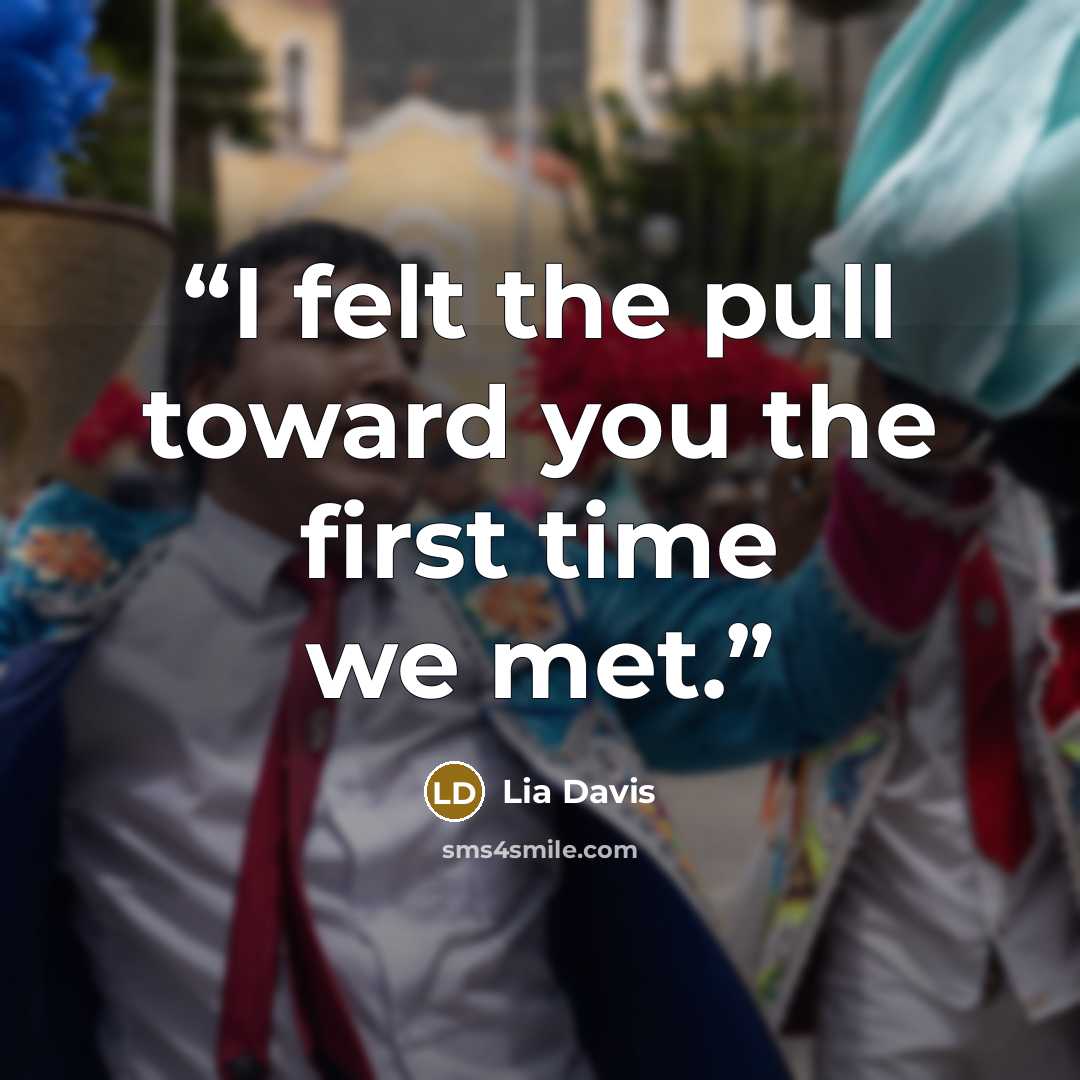“I felt the pull toward you the first time we met.” quote by Lia Davis