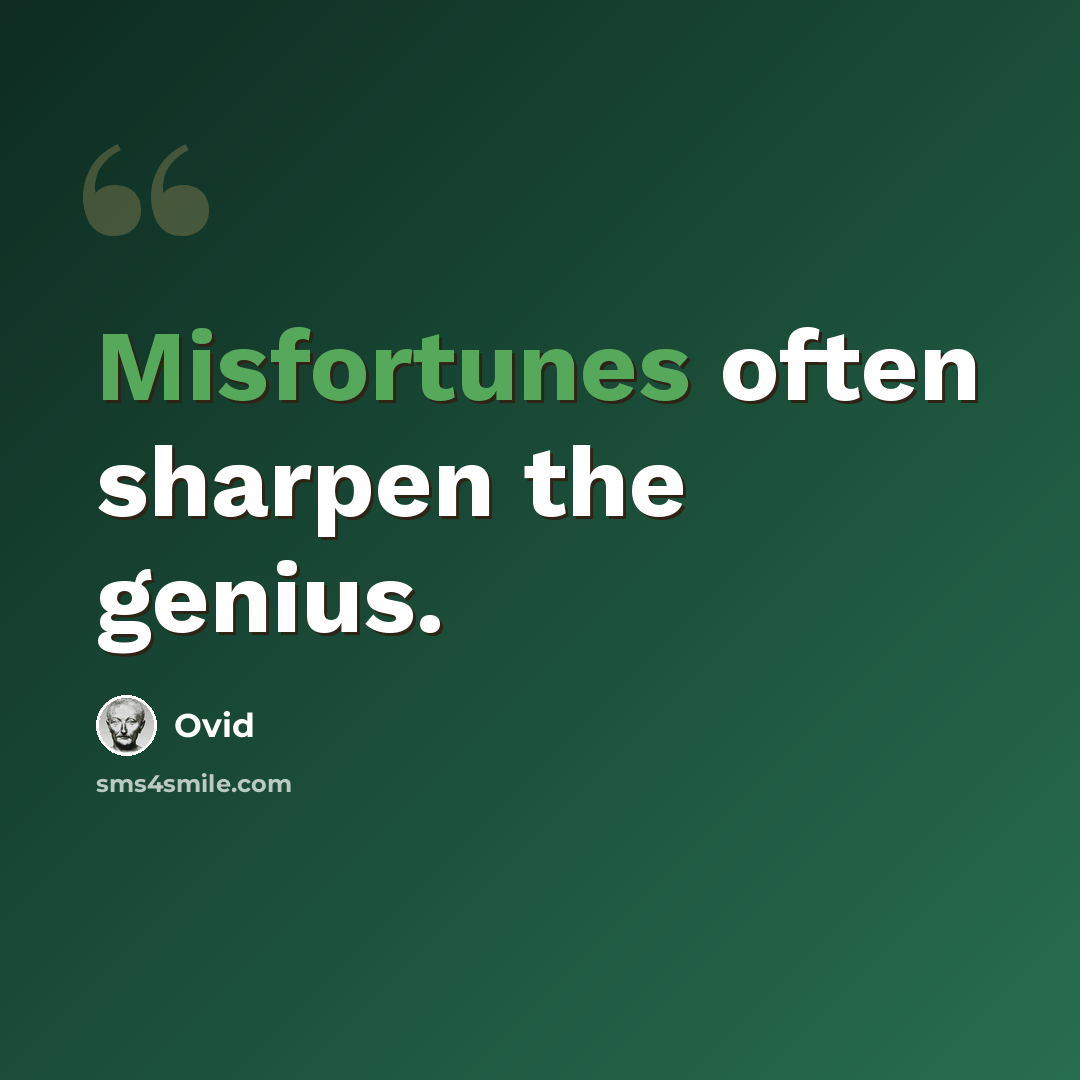 “Misfortunes often sharpen the genius.” quote by Ovid