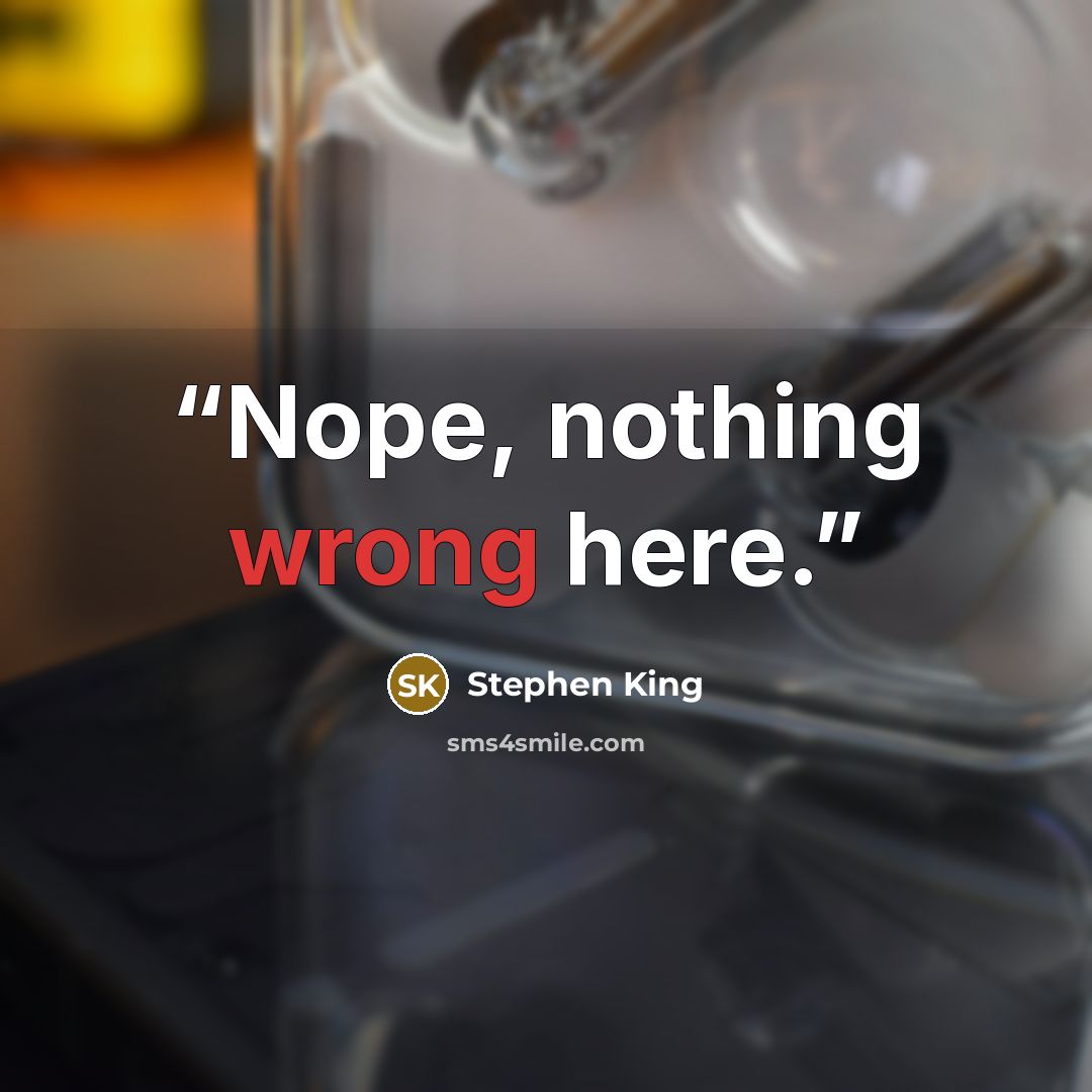 “Nope, nothing wrong here.” quote by Stephen King