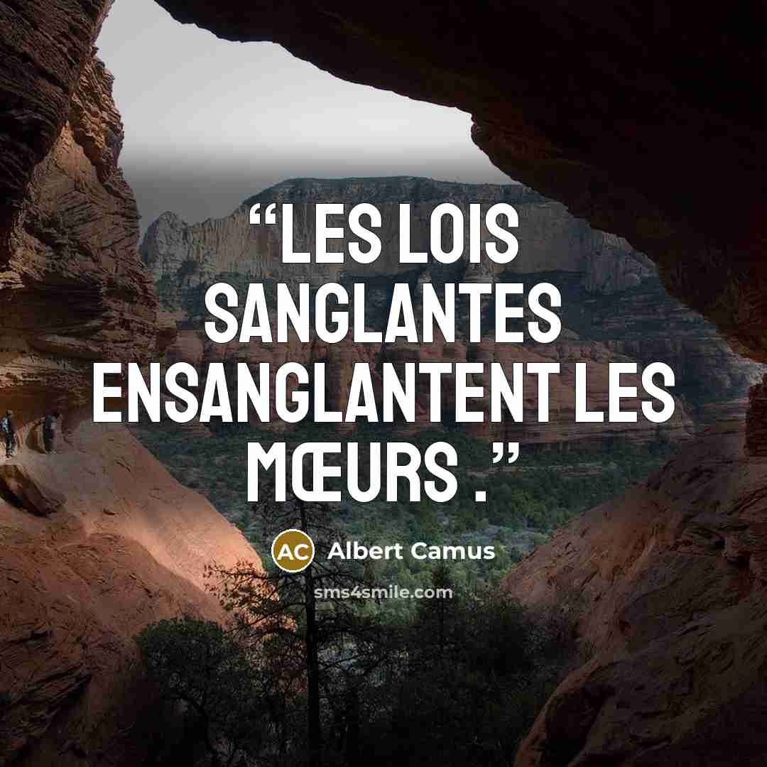 “Les lois sanglantes ensanglantent les mœurs .” quote by Albert Camus