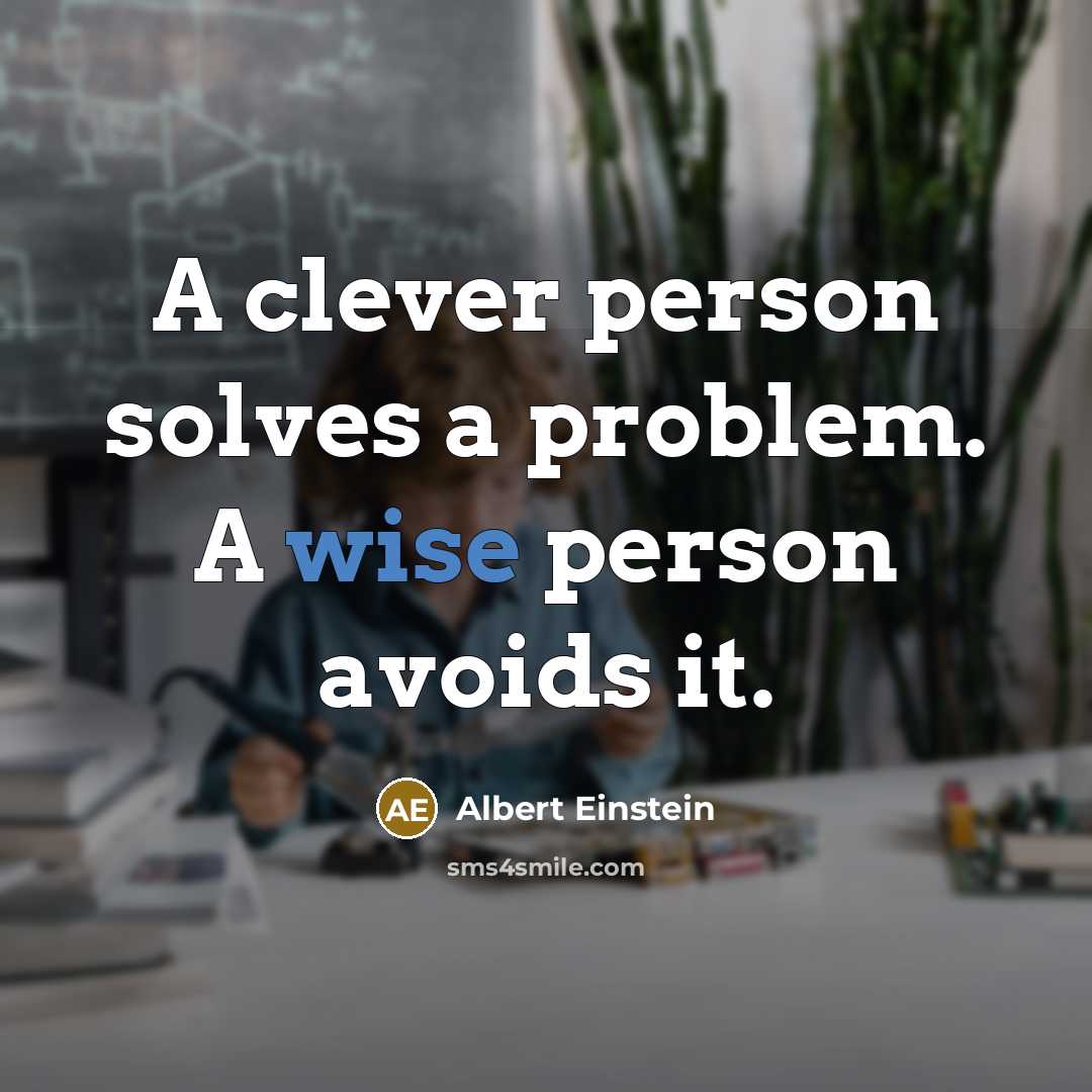 “A clever person solves a problem. A wise person avoids it.” quote by Albert Einstein