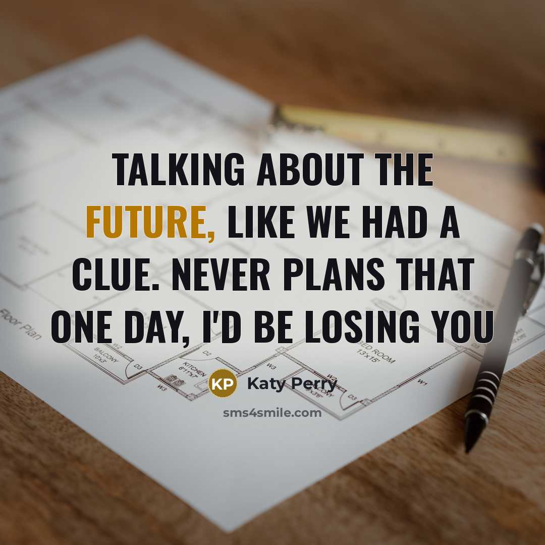 “Talking about the future, like we had a clue. Never plans that one day, I'd be losing you” quote by Katy Perry