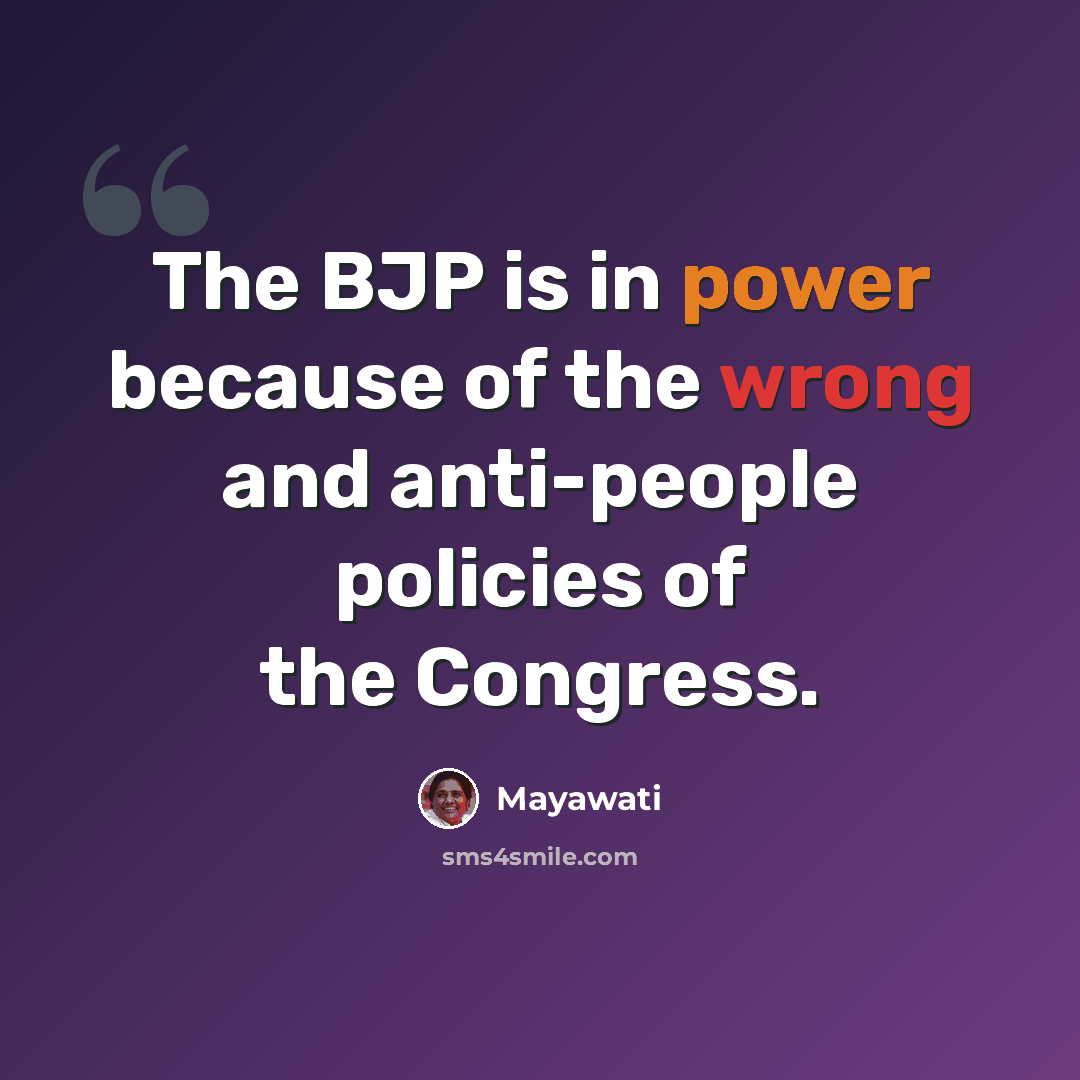 “The BJP is in power because of the wrong and anti-people policies of the Congress.” quote by Mayawati