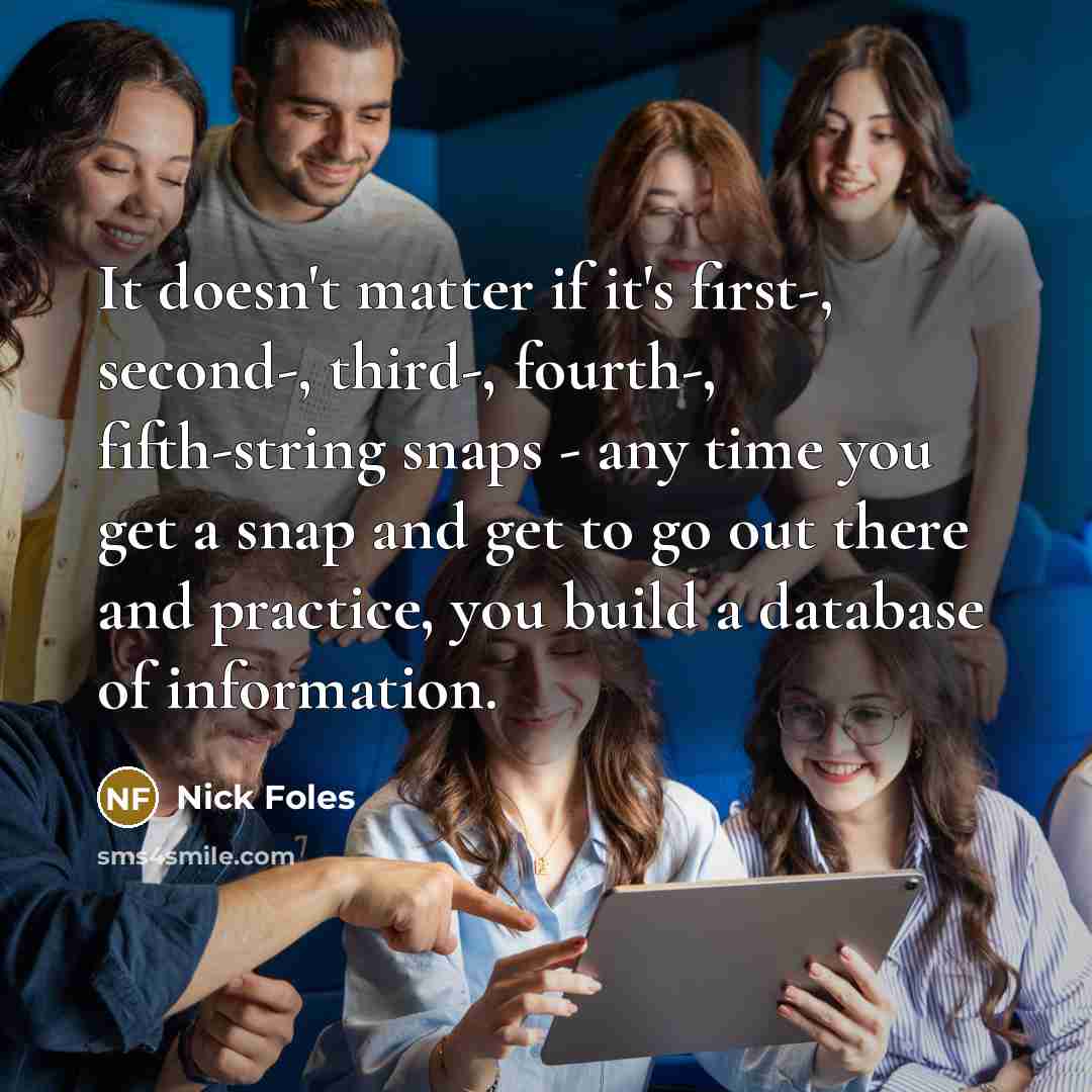 “It doesn't matter if it's first-, second-, third-, fourth-, fifth-string snaps - any time you get a snap and get to go out there and practice, you build a database of information.” quote by Nick Foles