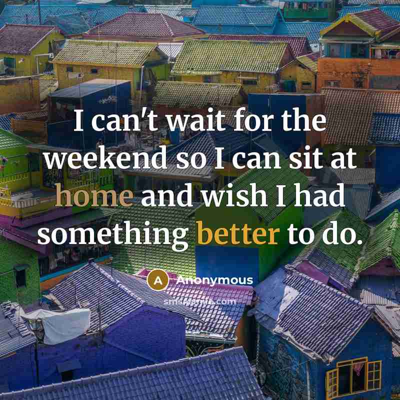 “I can't wait for the weekend so I can sit at home and wish I had something better to do.” quote by Anonymous