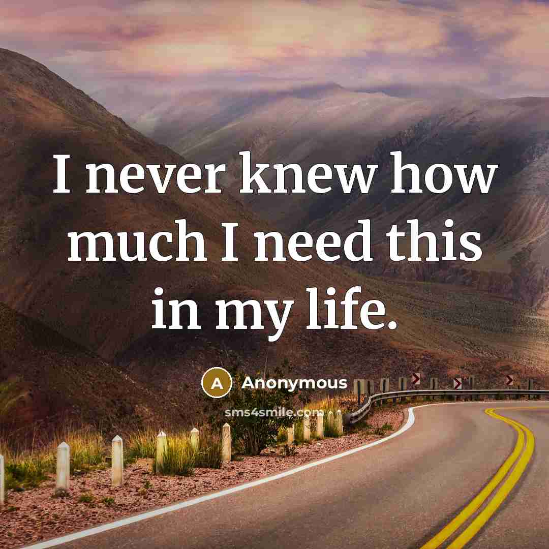 “I never knew how much I need this in my life.” quote by Anonymous
