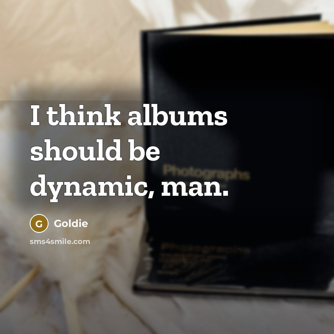 “I think albums should be dynamic, man.” quote by Goldie