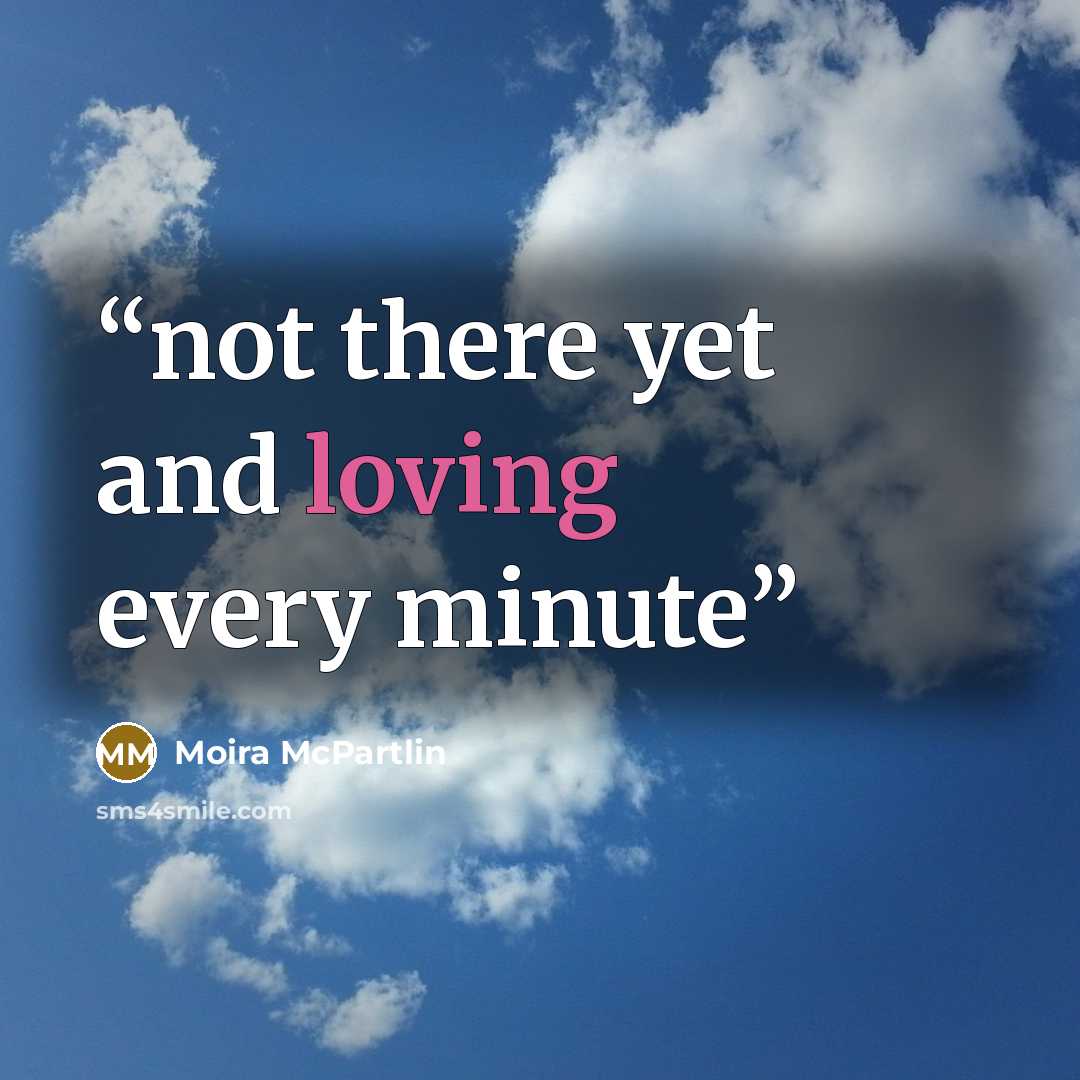 “not there yet and loving every minute” quote by Moira McPartlin