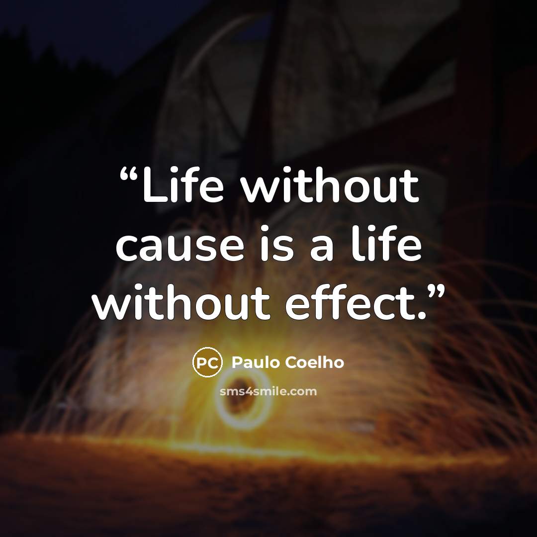 “Life without cause is a life without effect.” quote by Paulo Coelho