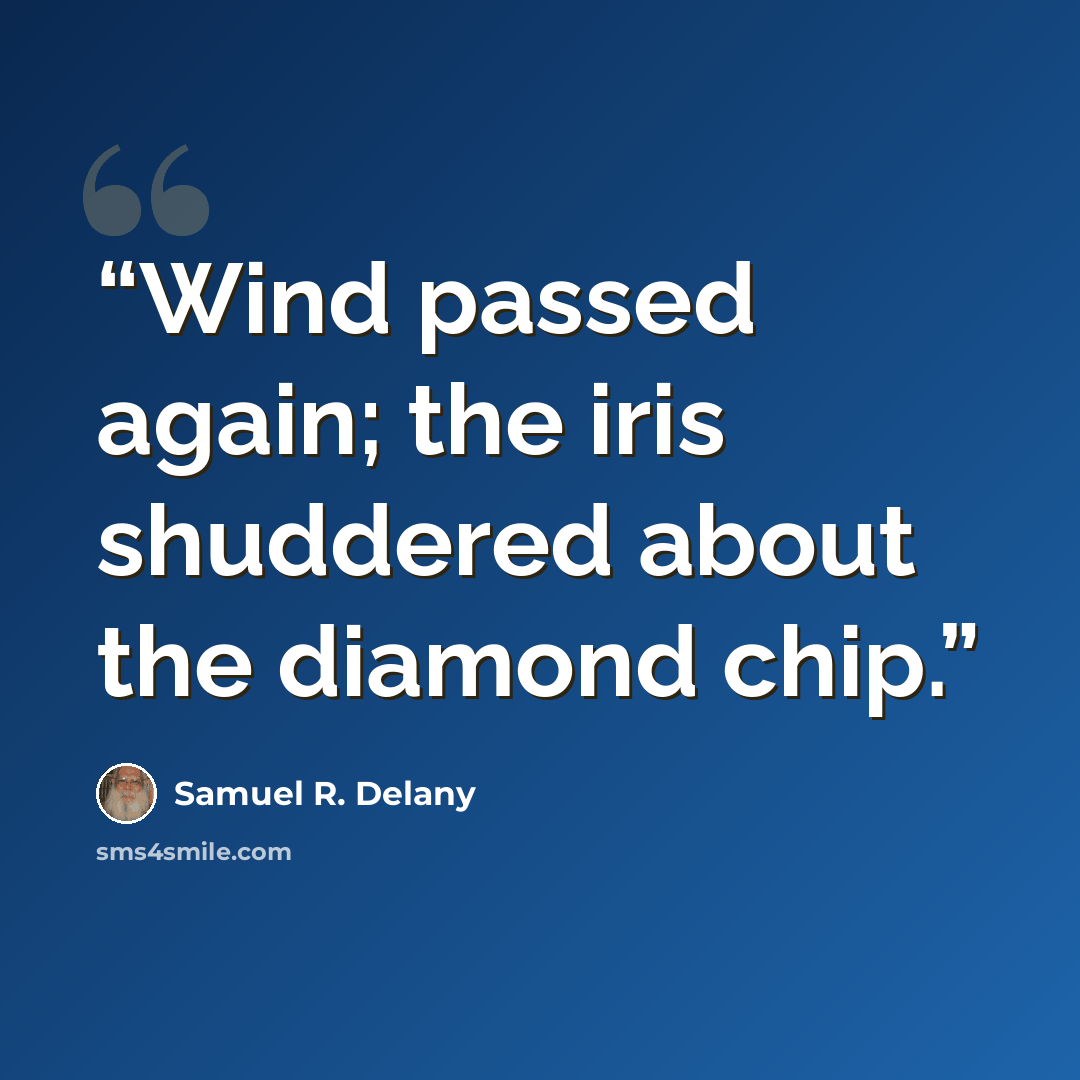 “Wind passed again; the iris shuddered about the diamond chip.” quote by Samuel R. Delany