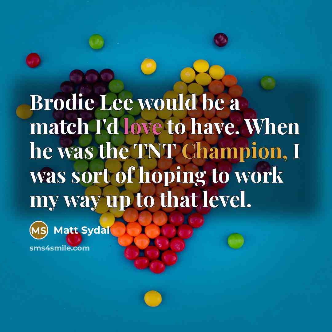 “Brodie Lee would be a match I'd love to have. When he was the TNT Champion, I was sort of hoping to work my way up to that level.” quote by Matt Sydal