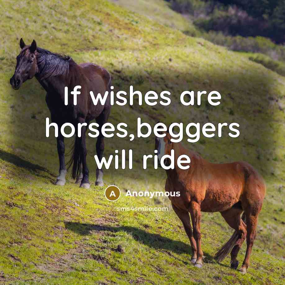 “If wishes are horses,beggers will ride” quote by Anonymous