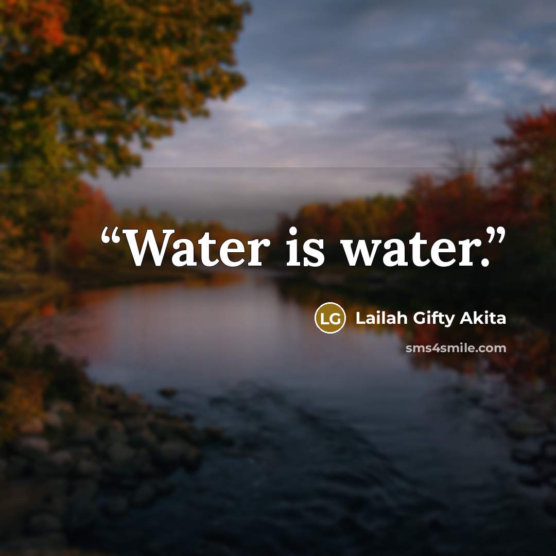 “Water is water.” quote by Lailah Gifty Akita