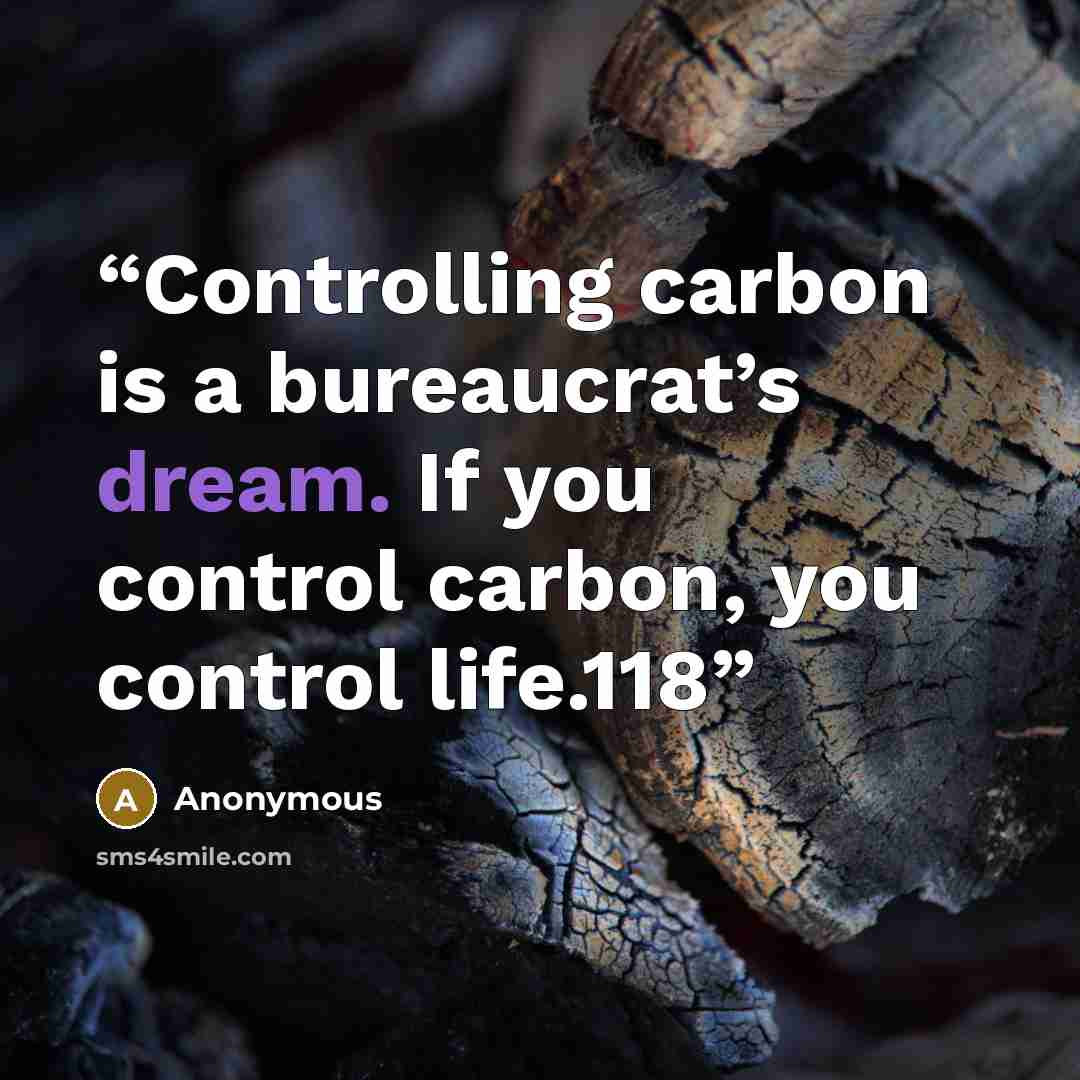 “Controlling carbon is a bureaucrat’s dream. If you control carbon, you control life.118” quote by Anonymous