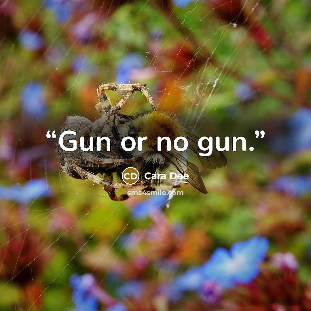 “Gun or no gun.” quote by Cara Dee