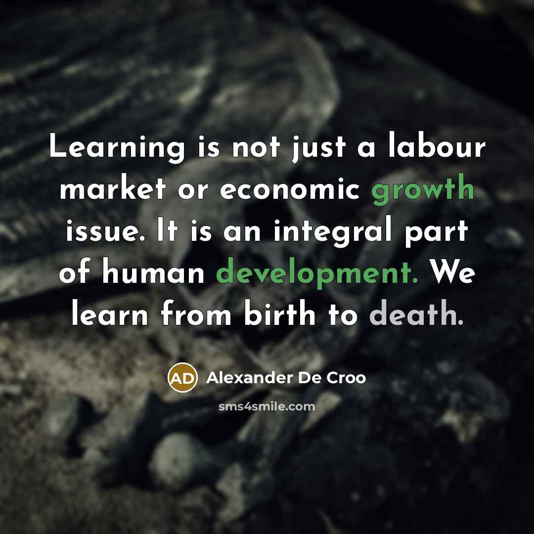 “Learning is not just a labour market or economic growth issue. It is an integral part of human development. We learn from birth to death.” quote by Alexander De Croo