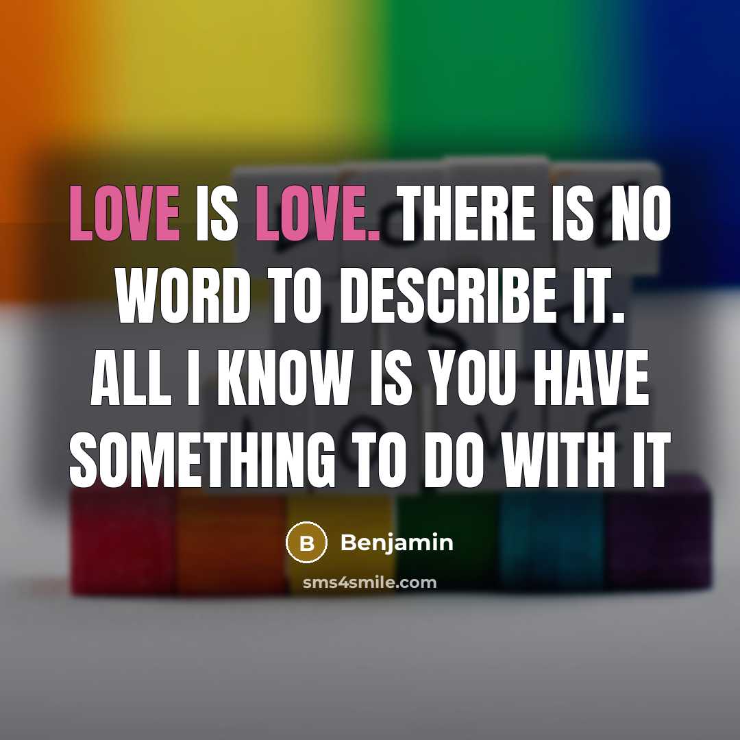 “Love is love. There is no word to describe it. All I know is you have something to do with it” quote by Benjamin