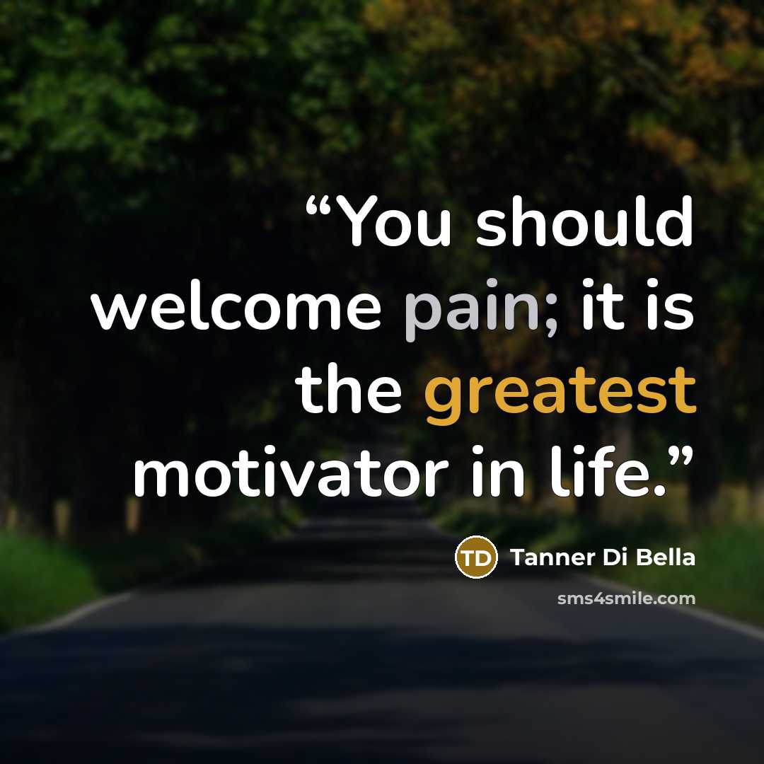 “You should welcome pain; it is the greatest motivator in life.” quote by Tanner Di Bella