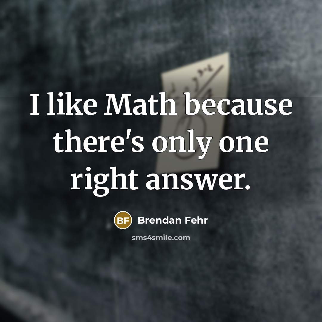 “I like Math because there's only one right answer.” quote by Brendan Fehr