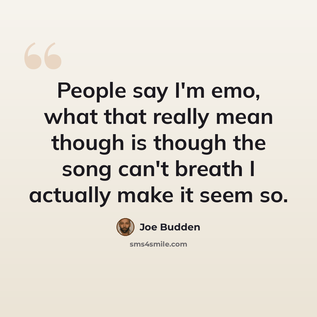 “People say I'm emo, what that really mean though is though the song can't breath I actually make it seem so.” quote by Joe Budden