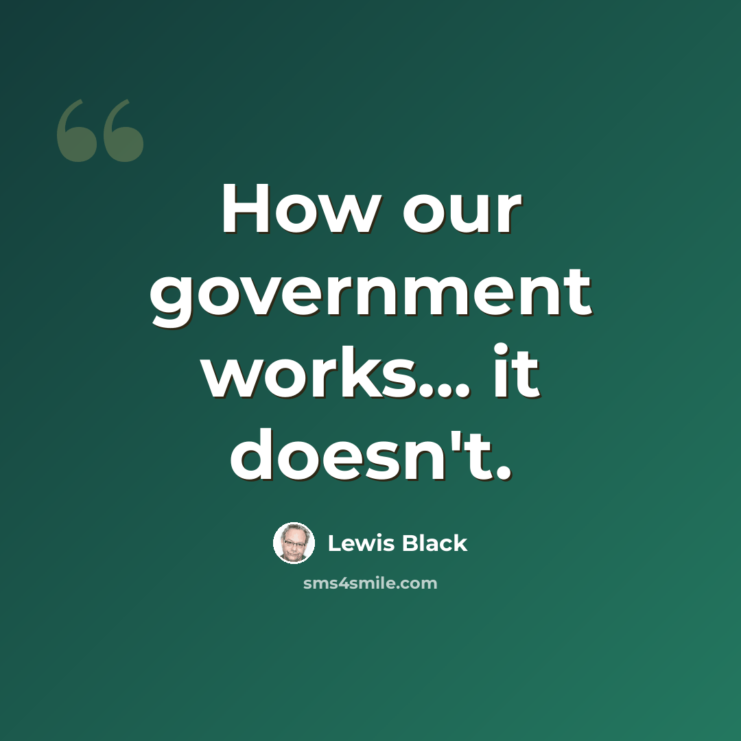 “How our government works... it doesn't.” quote by Lewis Black